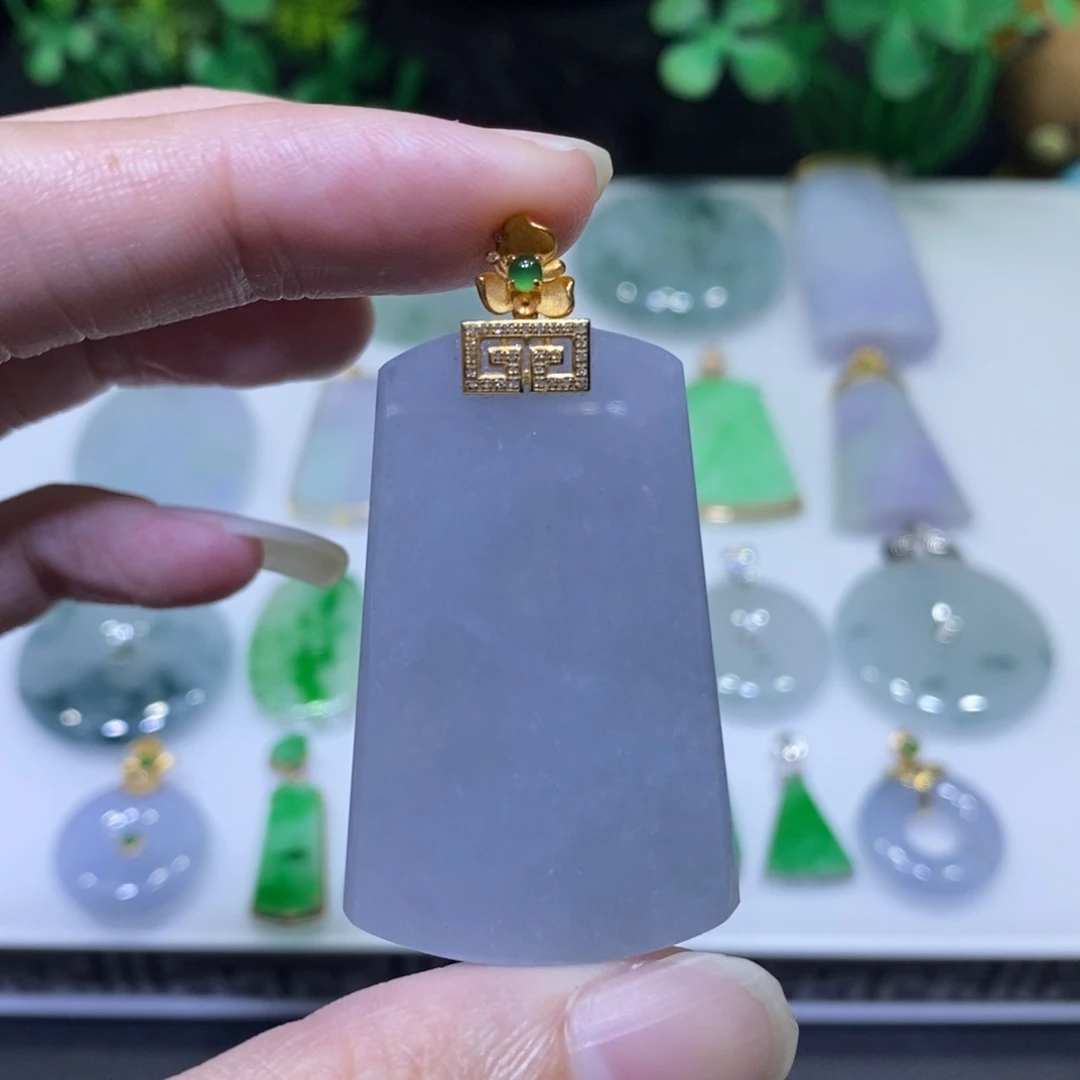 翡翠18K金镶嵌吊坠(不含链)