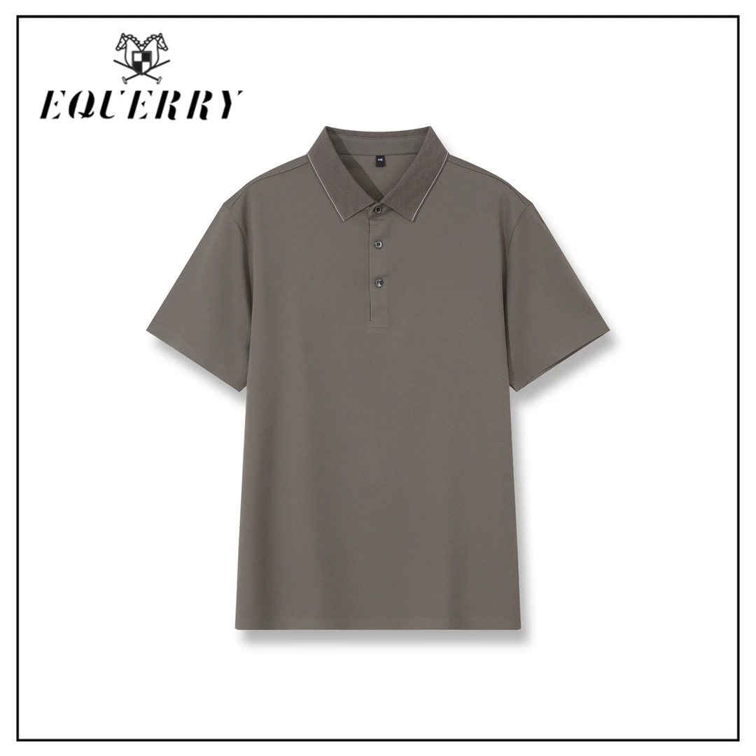 【EQUERRY】男装醋酸加桑蚕丝混纺纯色短袖POLO-T669