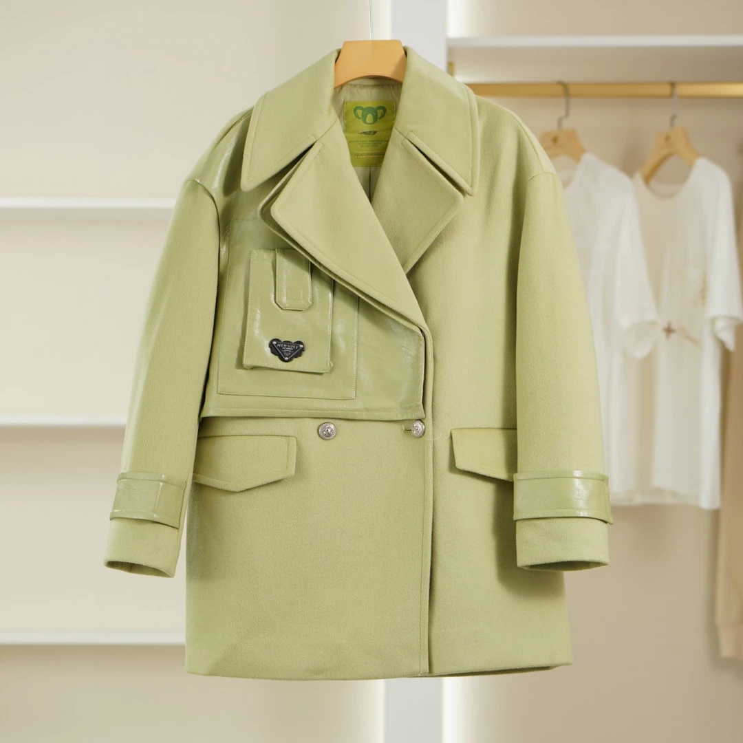 麦迪尚品【H】K079 品牌绵羊毛厚外套女装时尚秋冬宽松呢大衣