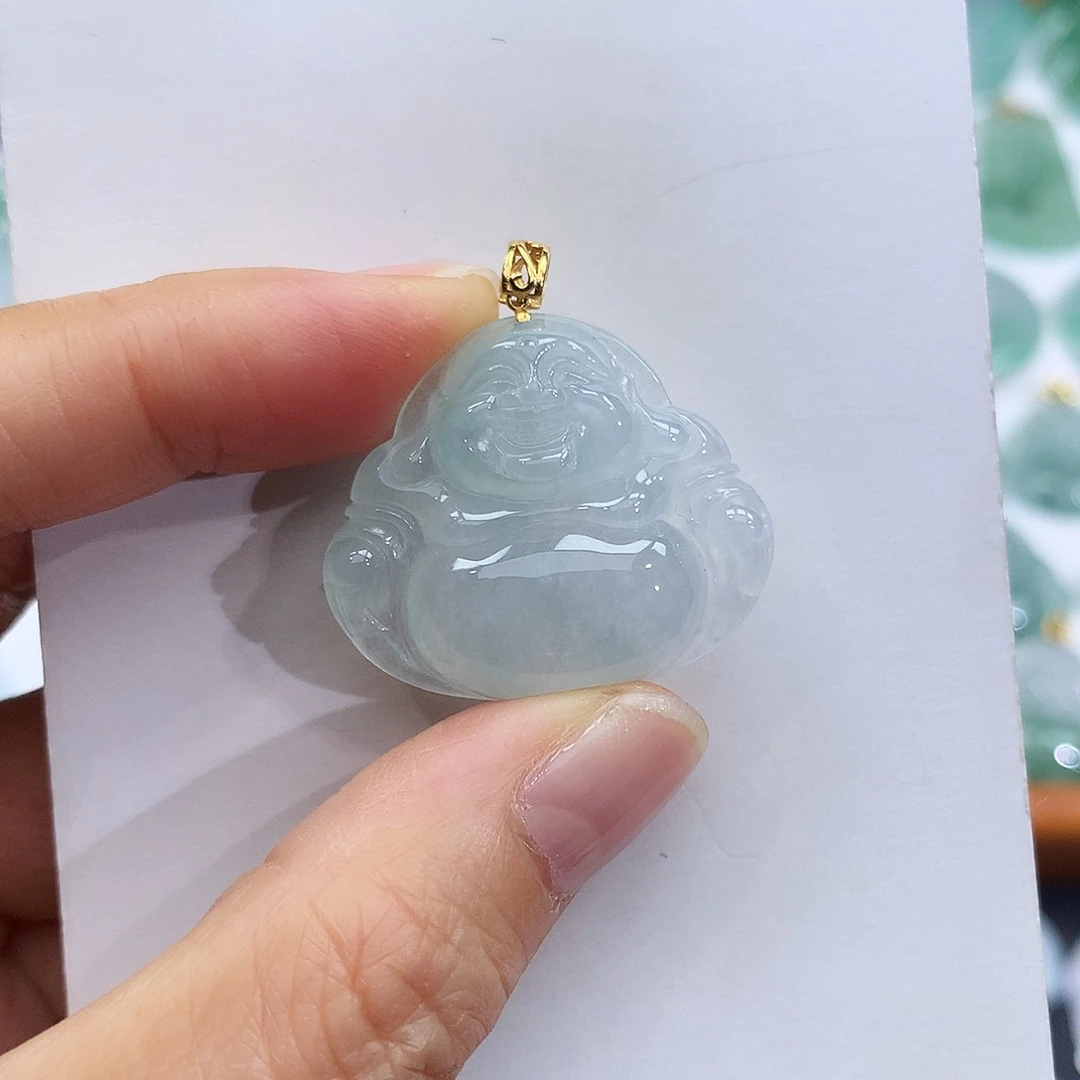 翡翠18K金镶嵌颈饰翡翠吊坠