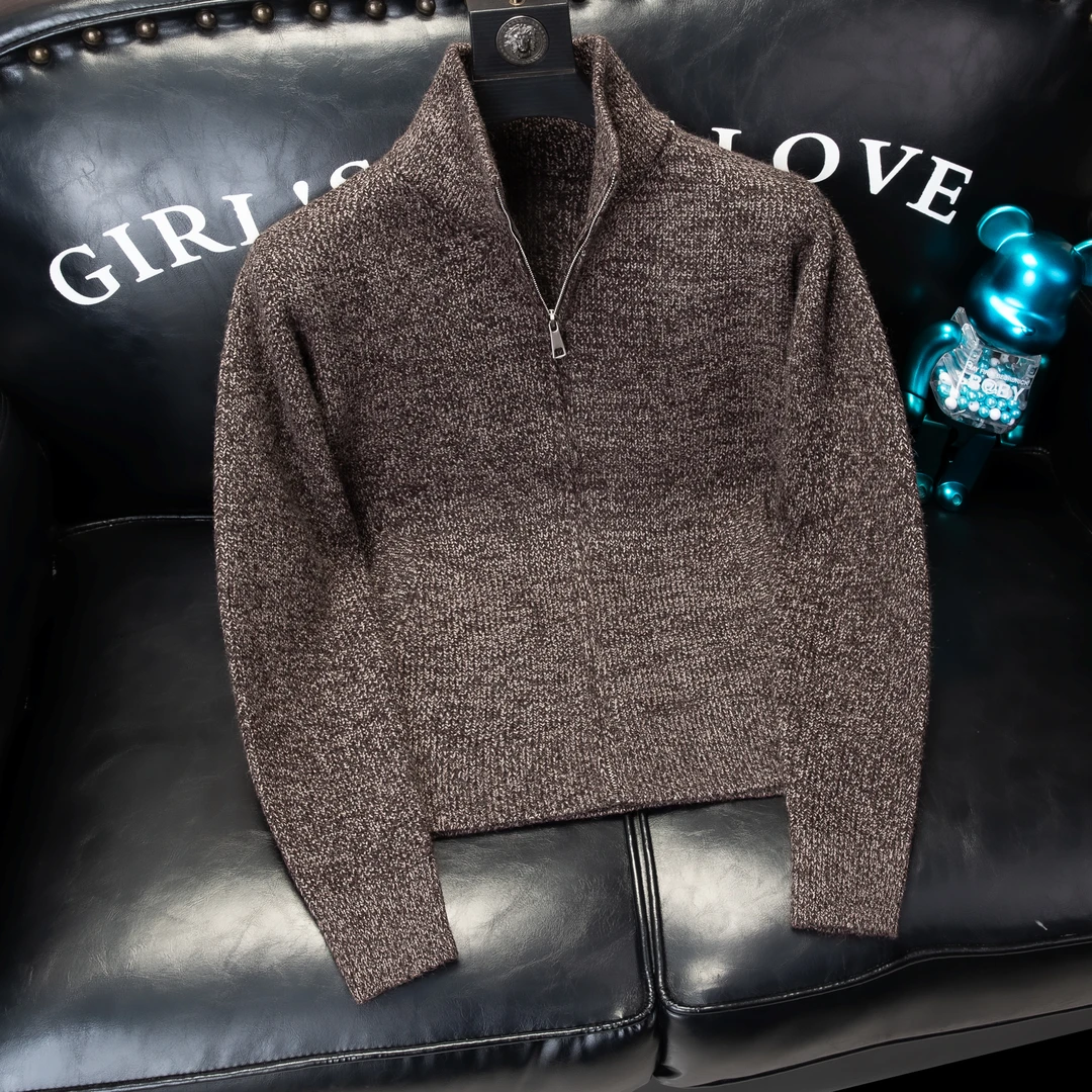 欧货2025秋冬新品男士立领商务休闲开衫半高领百搭潮流针织衫毛衣