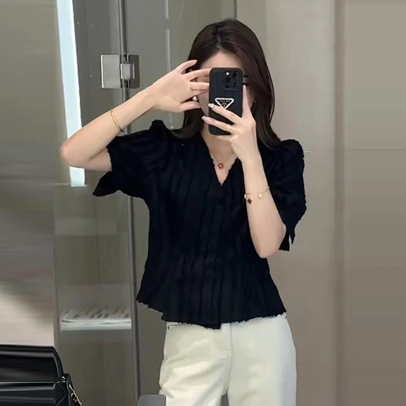 高级感超好看短袖衬衫女2025夏季新款温柔风百搭绝美洋气小衫潮