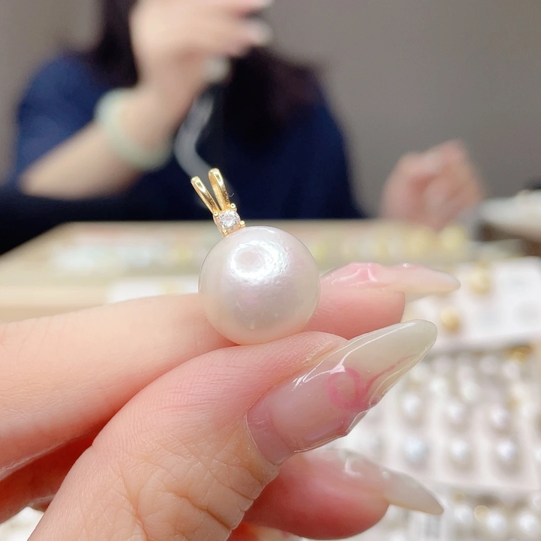 淡水珍珠银S925镶嵌吊坠(不含链)