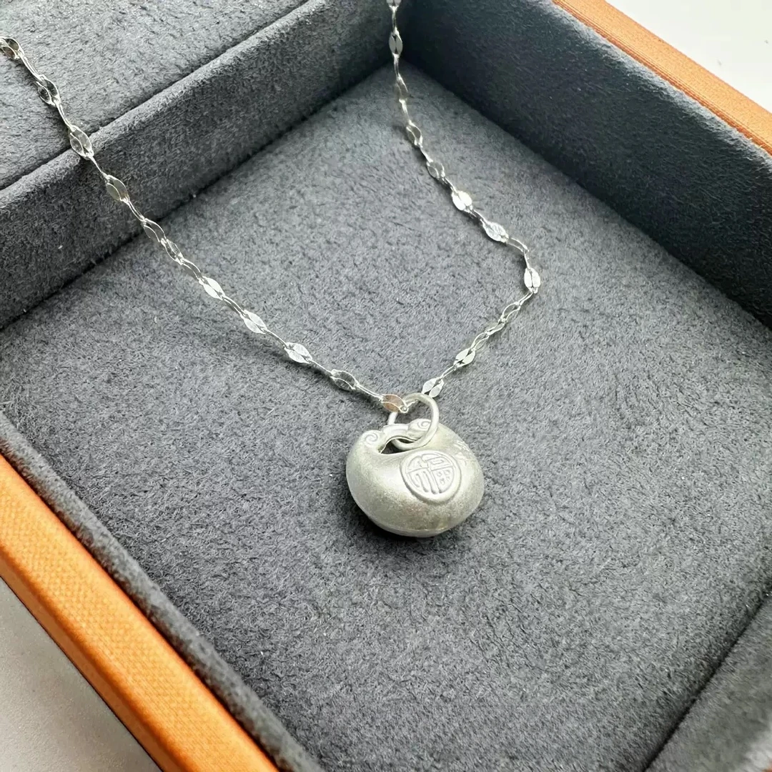 坠链均足银 小胖福吊坠套链 纯手工 夏日精选锁骨坠链 银色素款