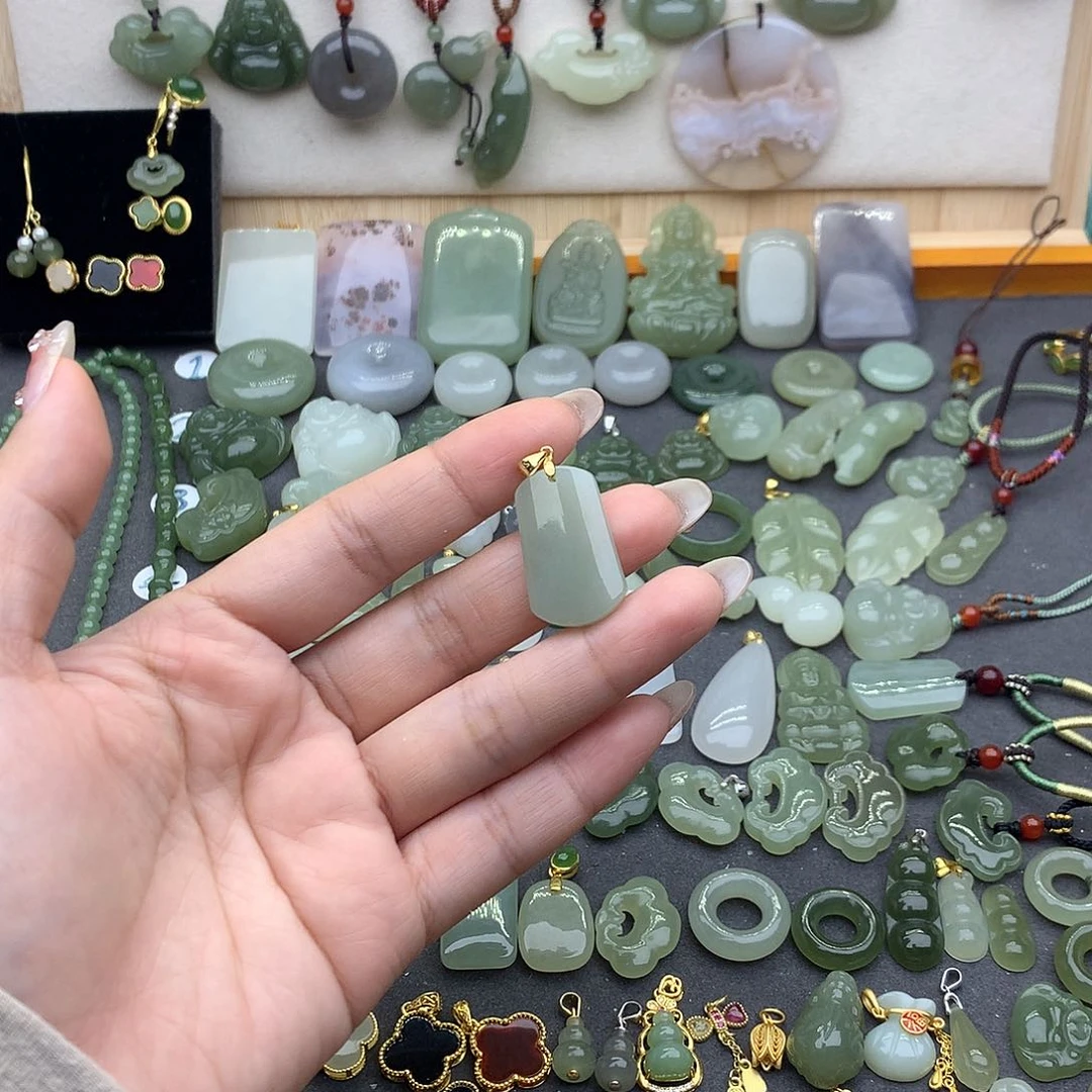 和田玉吊坠(不含链)银S925镶嵌