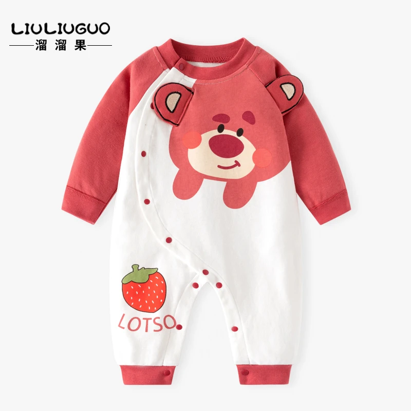 婴儿衣服连体衣春秋款女宝宝外出服新生儿A类纯棉长袖哈衣爬爬服