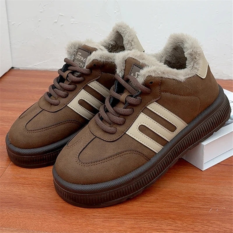 冬季新款洋气百搭德训女鞋加绒加厚保暖厚底休闲棉鞋老北京布鞋