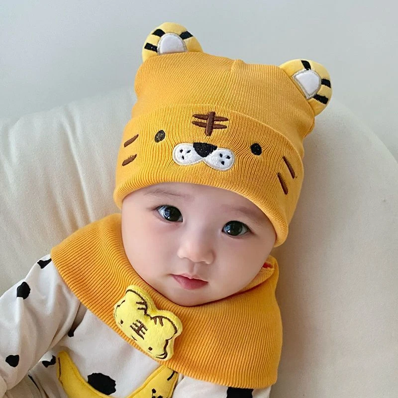 婴儿帽子秋冬款针织帽可爱超萌虎头帽男女宝宝帽子冬季毛线新生儿