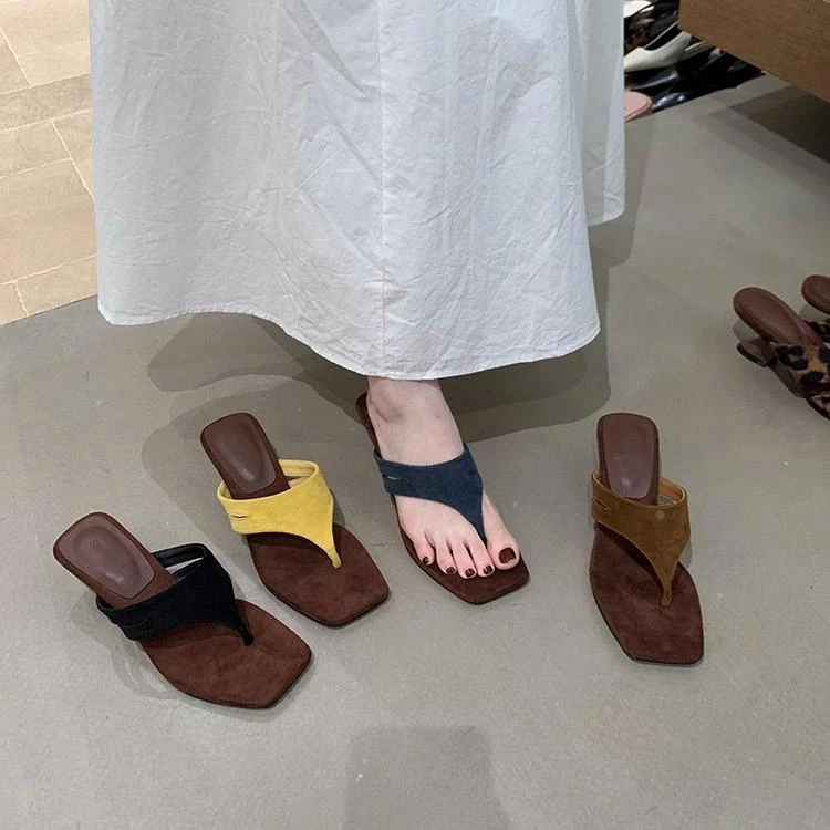 【维米克设计师版】明星同款复古小众坡跟人字拖夹脚拖鞋女夏外穿