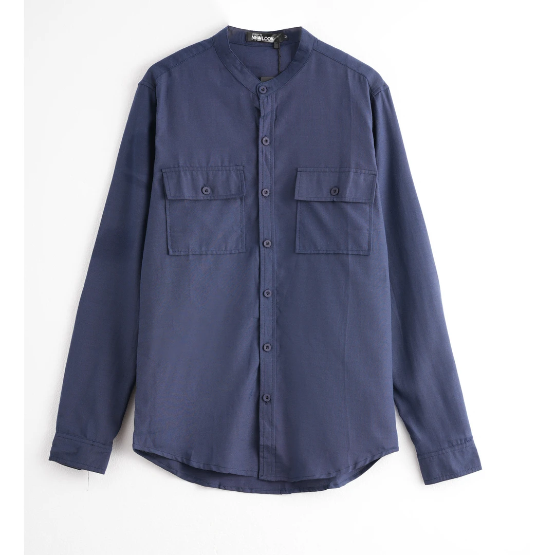 30248-夏季柔软透气纯色立领时尚衬衫精致休闲