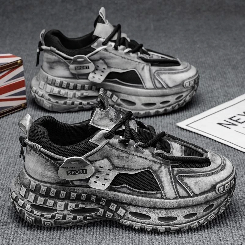 男鞋2025新款夏季透气潮流休闲运动百搭厚底男士小众老爹潮鞋