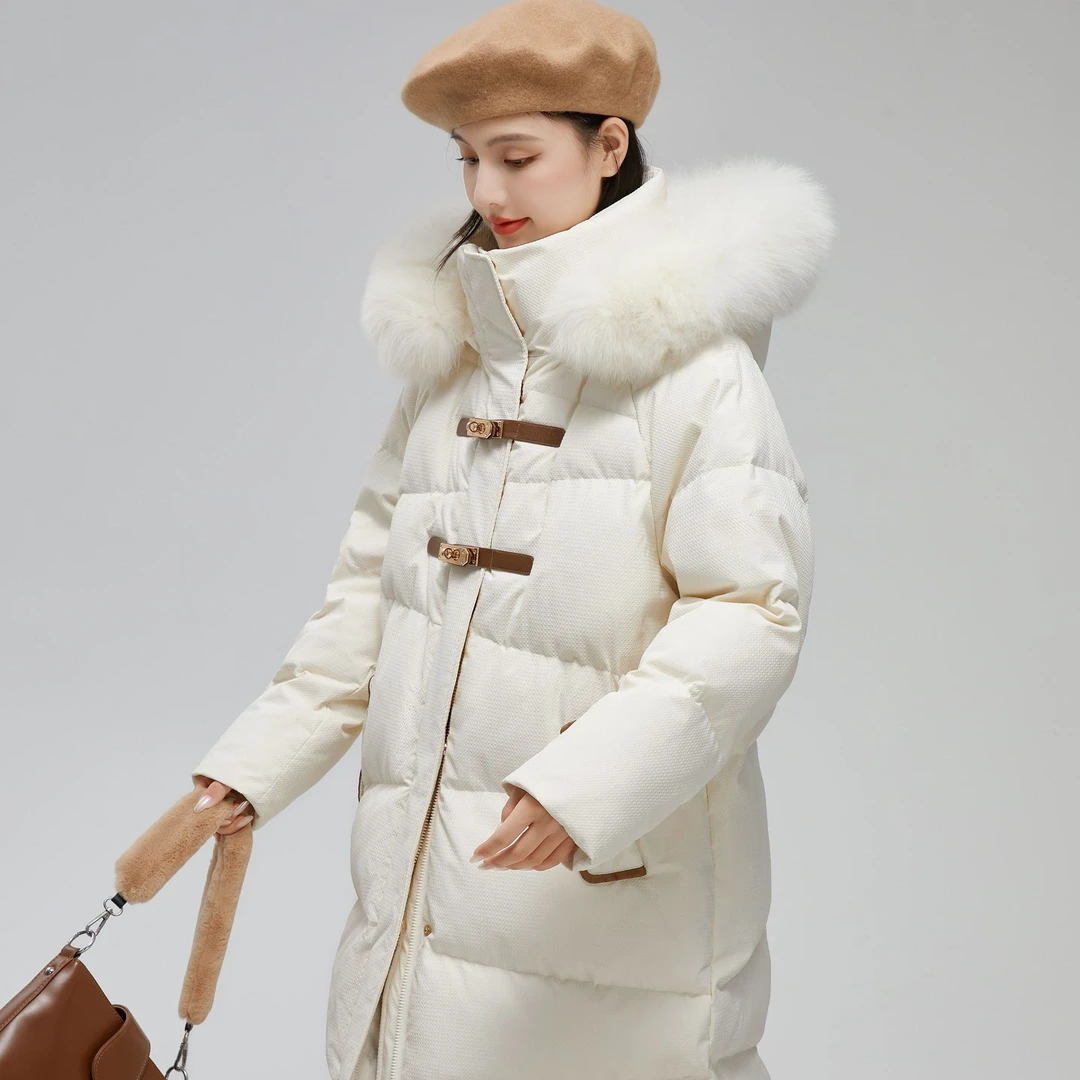 双鱼毛领连帽加厚保暖羽绒服289HS