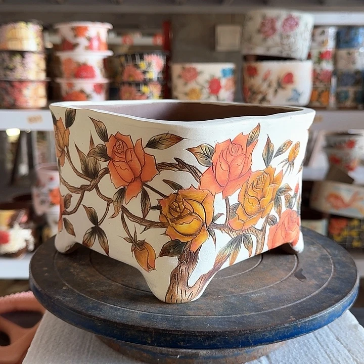 紫砂花盆景德镇陶瓷瑕疵