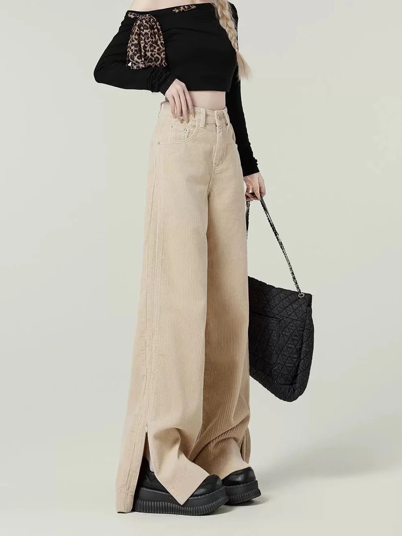 【8083】尚#设计感拉链款丝绒休闲裤