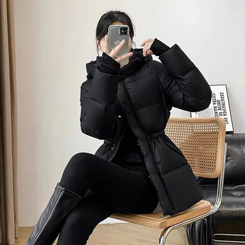 8549羽绒服女冬季2025新款小个子中长款加厚收腰显瘦羽绒服