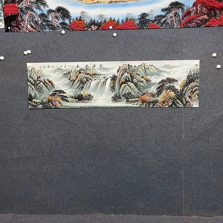 国画六尺对开山水一幅