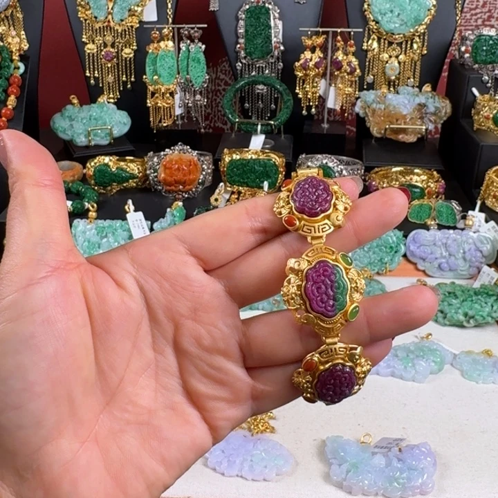 翡翠银S925镶嵌颈饰手串