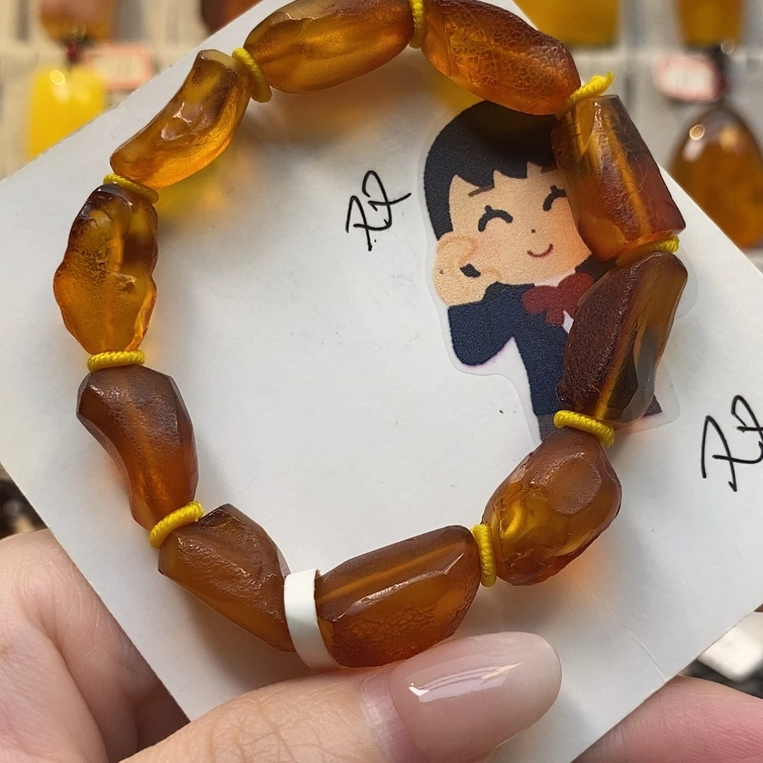 定制琥珀未镶嵌原石手串