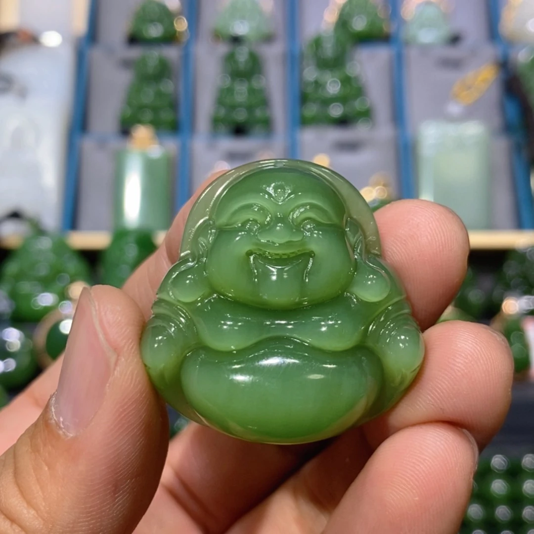 【闪购商品】和田玉吊坠(不含链)未镶嵌向**粉绿猫眼佛公35/11.8