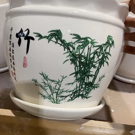 多肉绿植陶瓷花盆9.9包邮，有孔，冰裂纹