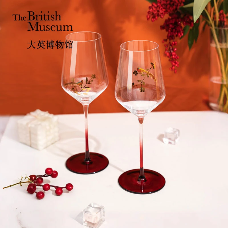 物兮物大英博物馆东方梦境系列双鹊传喜红酒对杯高档