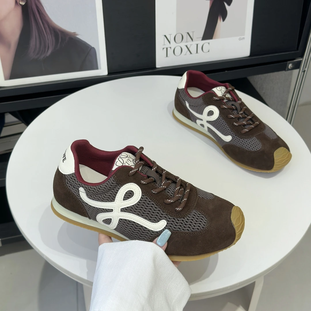 透气网面洋气德训鞋2025秋季新款美式复古平底百搭圆头时尚运动鞋