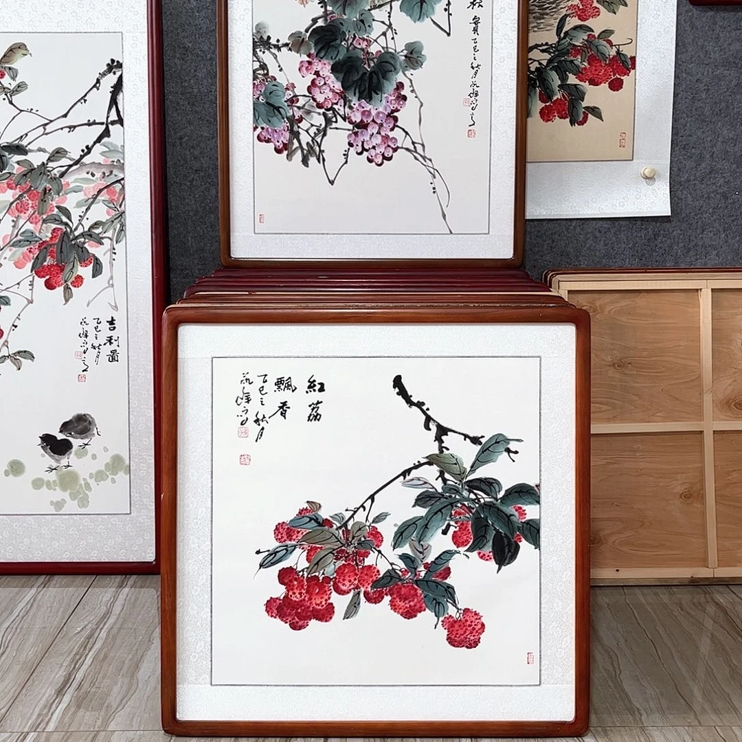 国画书画作品带框63×63