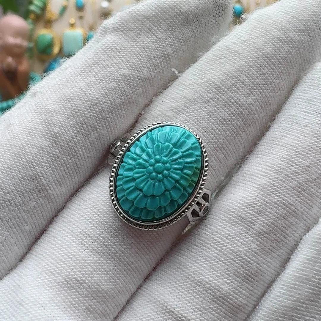 绿松石珠宝奇石银S925镶嵌