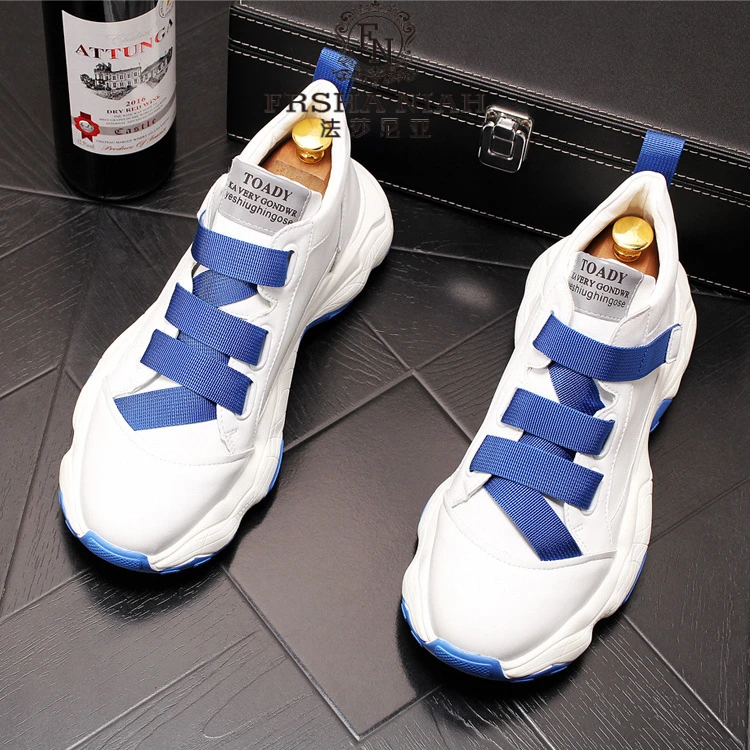 法莎尼亚男士轻奢时尚透气小白鞋厚底内增高休闲鞋青年低帮板鞋男