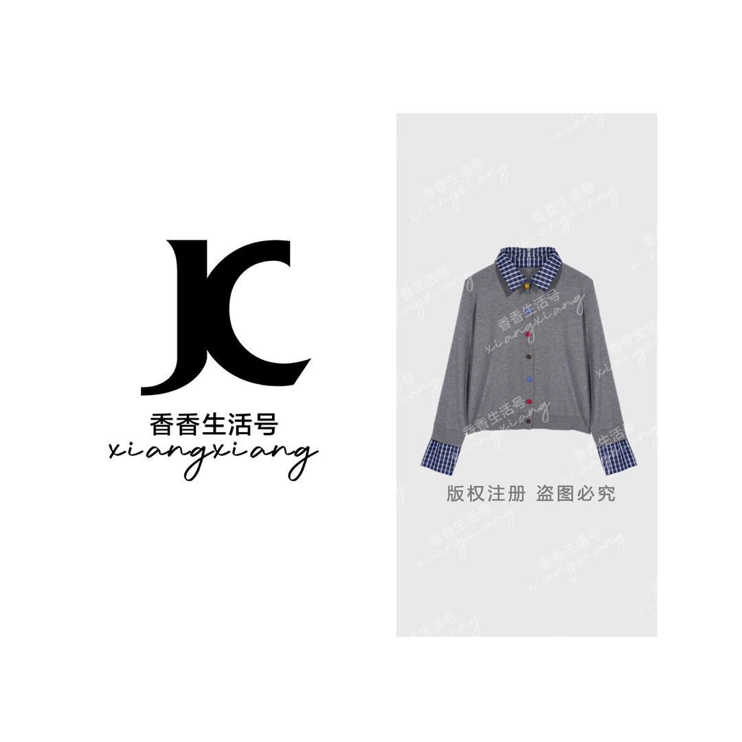 【香香专属】“虹窗织语”2025春季新款欧若风针织衫假两件上衣YN9233