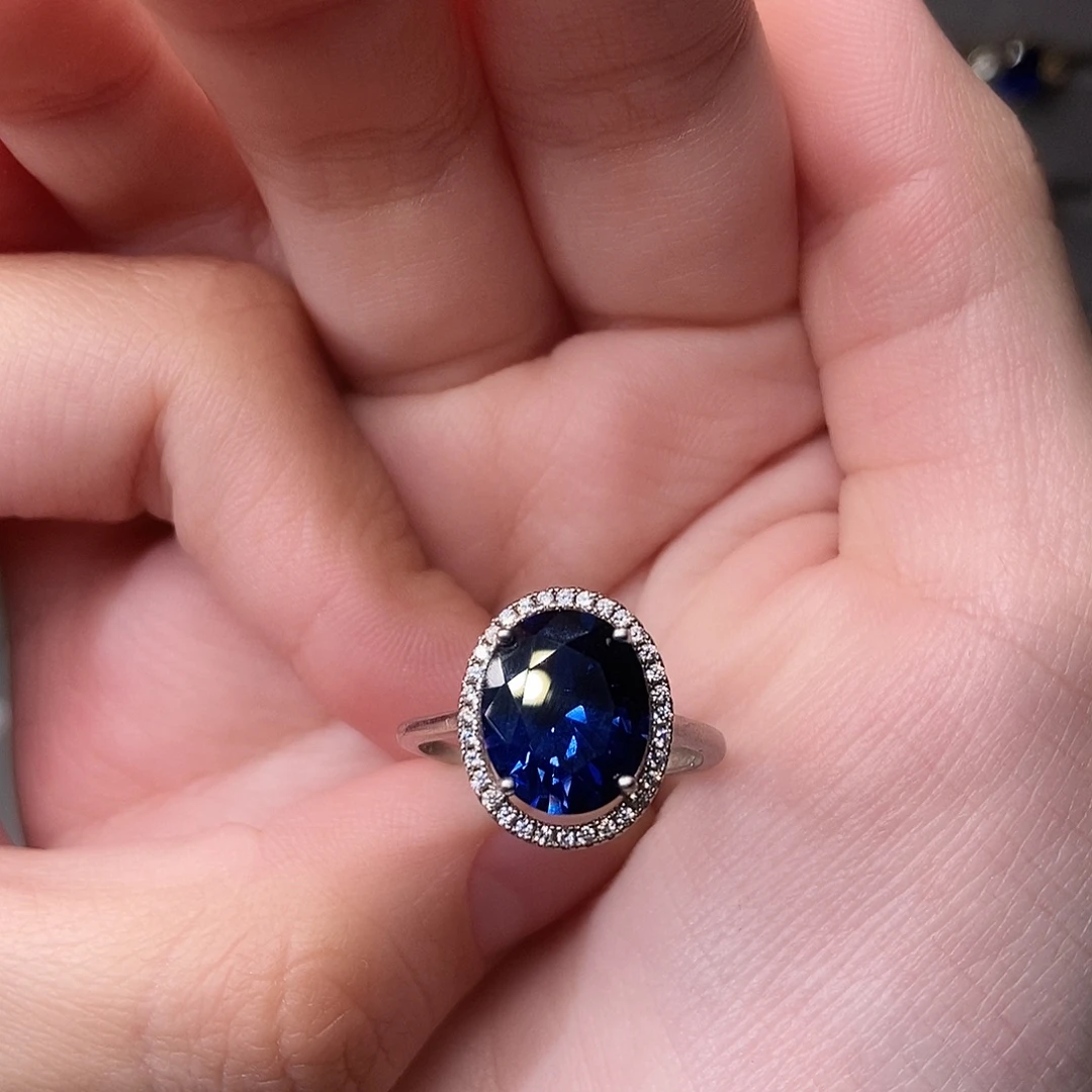 蓝宝石银S925镶嵌戒指