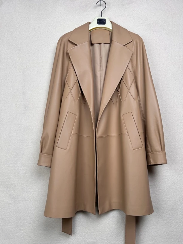 真皮皮衣中长款外套女装样衣长款女士高级高级皮衣