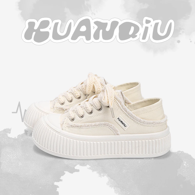 环球厚底饼干帆布鞋女款2025秋季新款两穿半拖鞋子女可踩软底女鞋