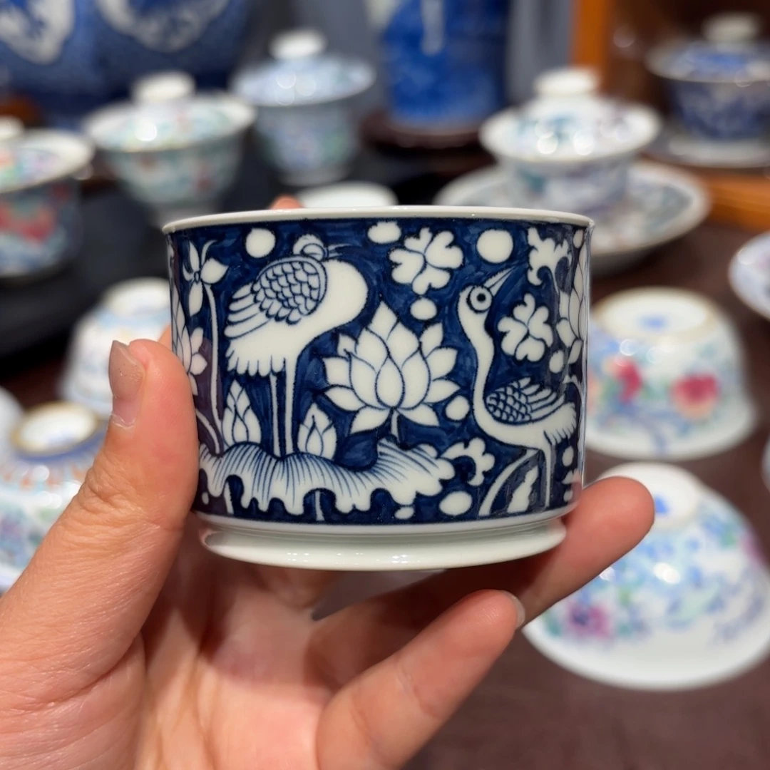 柴 釉下五彩一路连胜杯