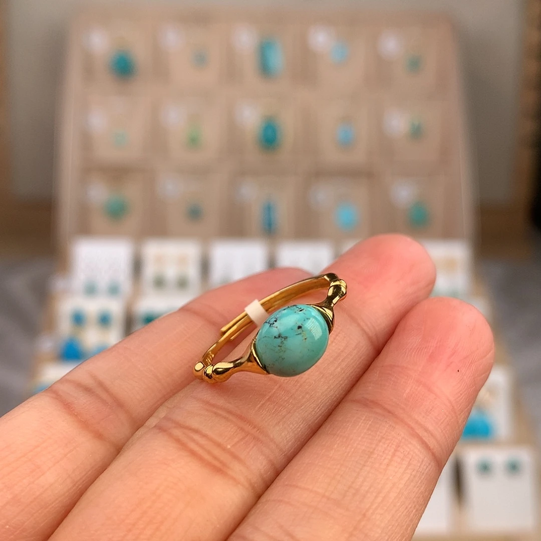 绿松石银S925镶嵌戒指