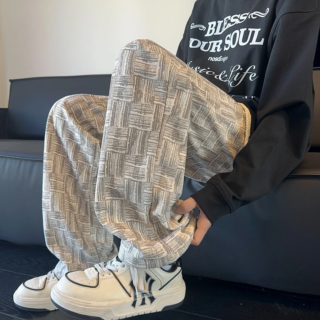 笙巡扎染直筒裤子男2025秋季新款男士潮流宽松阔腿百搭休闲长裤