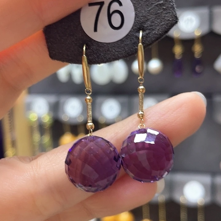 紫晶耳饰18K金镶嵌时*秋