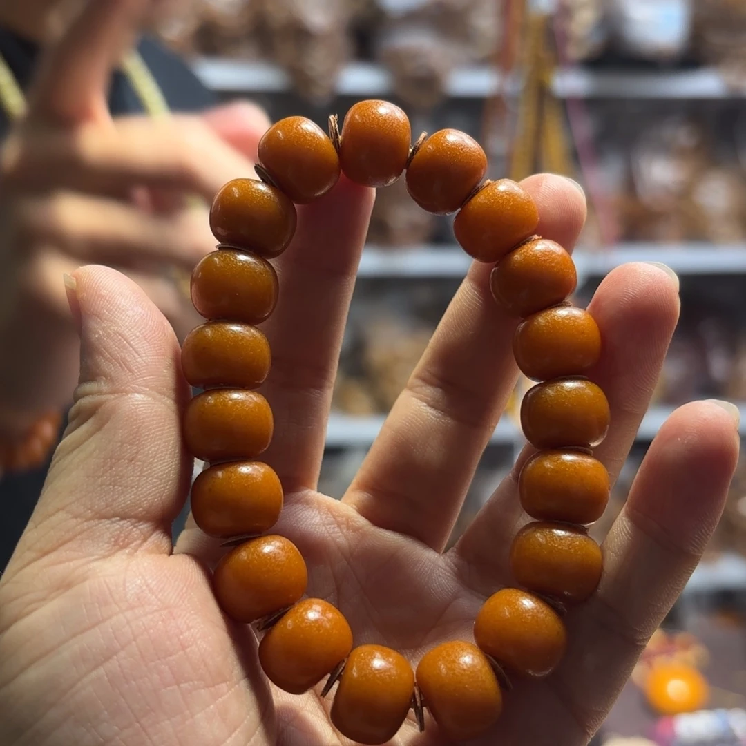 琥珀未镶嵌裸石13橘皮老型手串多样性发其一