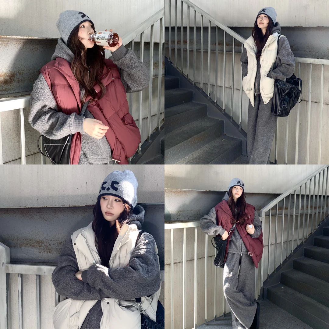 美静灰色套装保暖XMZH4868卫衣百搭短款加厚冬季秋冬宽松休闲连帽