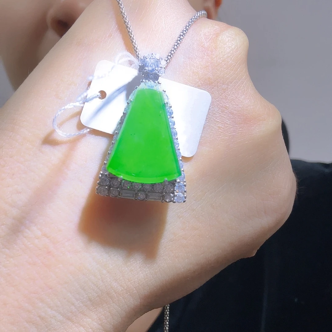 翡翠银S925镶嵌吊坠(不含链)
