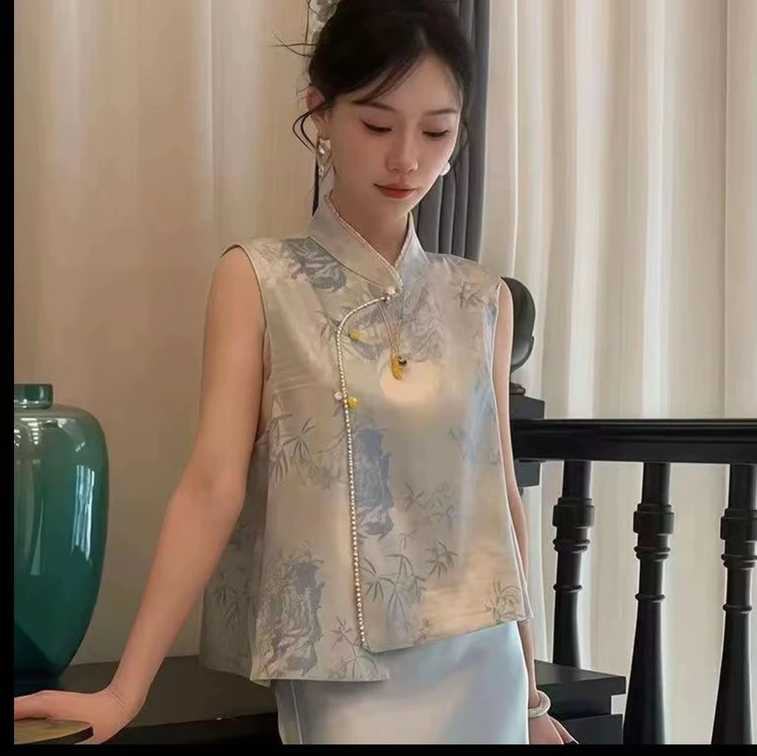 【如意竹】夏季新款马甲女时尚显瘦遮肚气质复古中式日常中国风