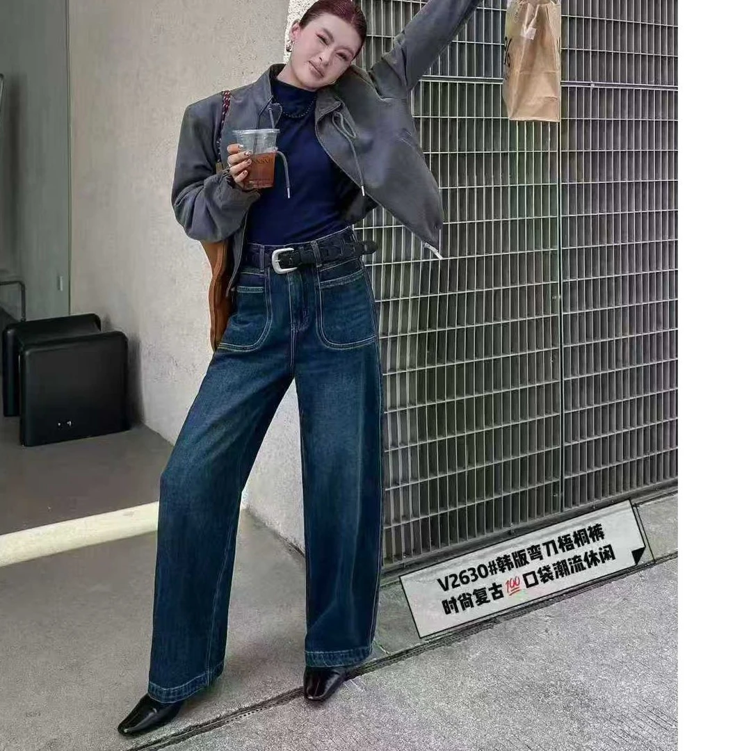 时尚直通宽松牛仔裤ZBK33896最小码库存104（卡码往小拍）