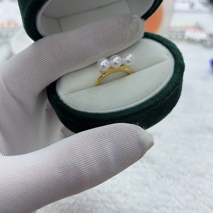 淡水珍珠戒指银S925镶嵌6-6.5