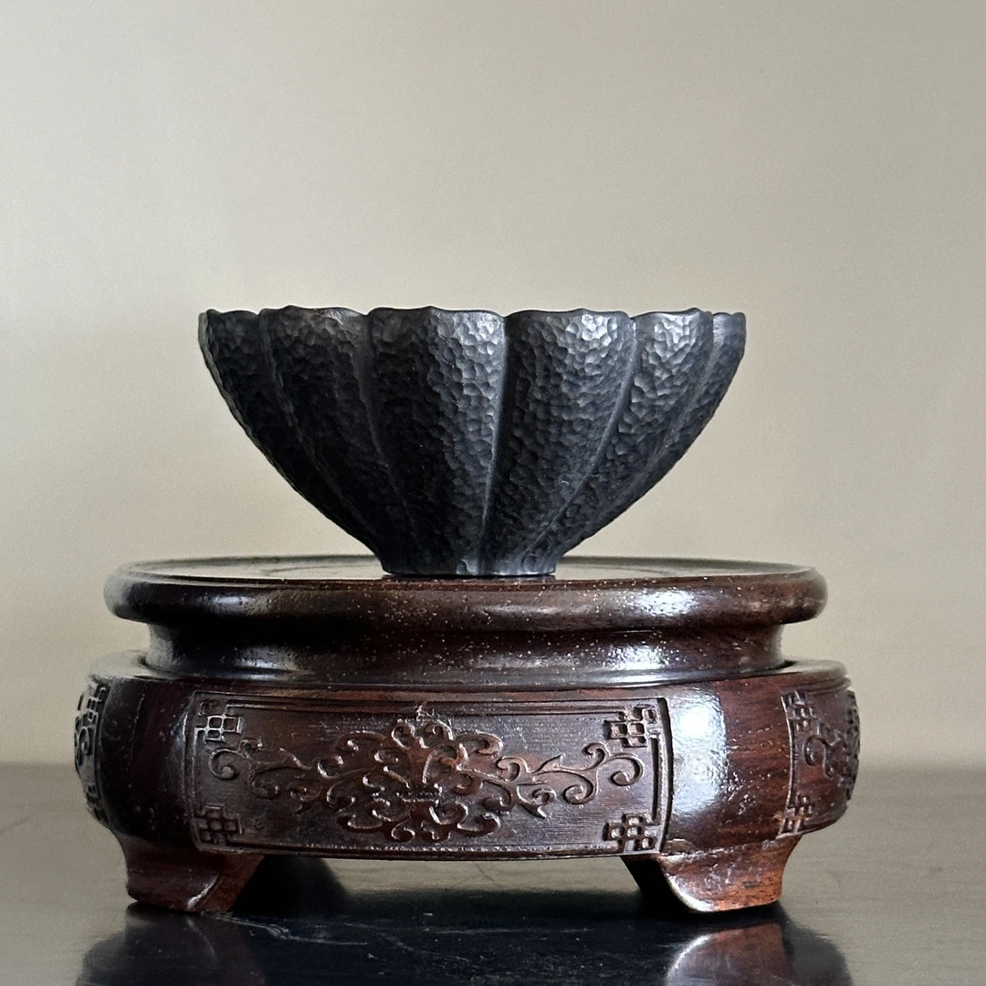 【微瑕】神农黑陶小口花瓣主人杯古法柴烧喝茶立马变香甜