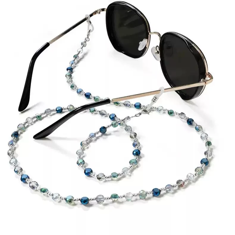 灰蓝色高级感水晶串珠眼镜链太阳镜防丢眼镜挂绳时尚百搭