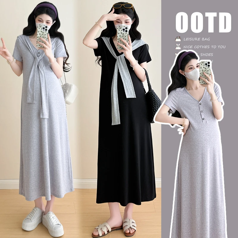 SuSu孕妇夏季连衣裙外穿时尚洋气宽松披肩连衣裙显瘦气质百搭精致