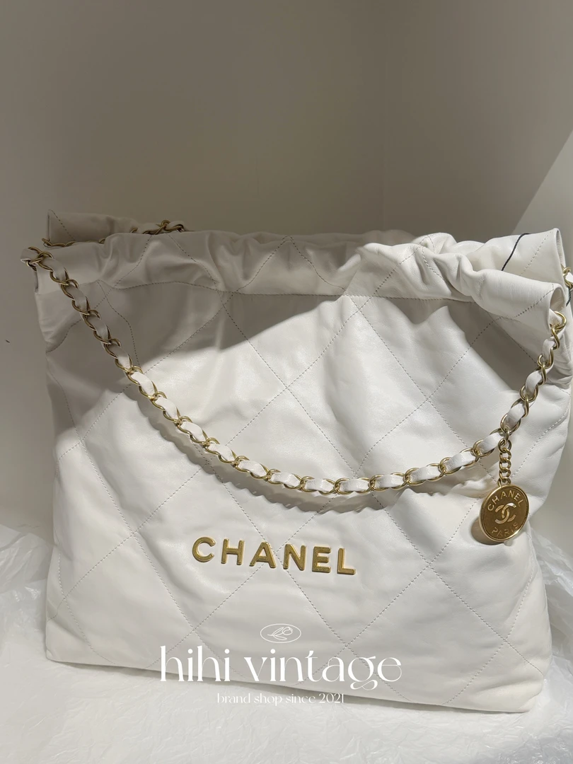 99新 Chanel/香奈儿 白金22bag中号 芯片款 底长42CM 二店
