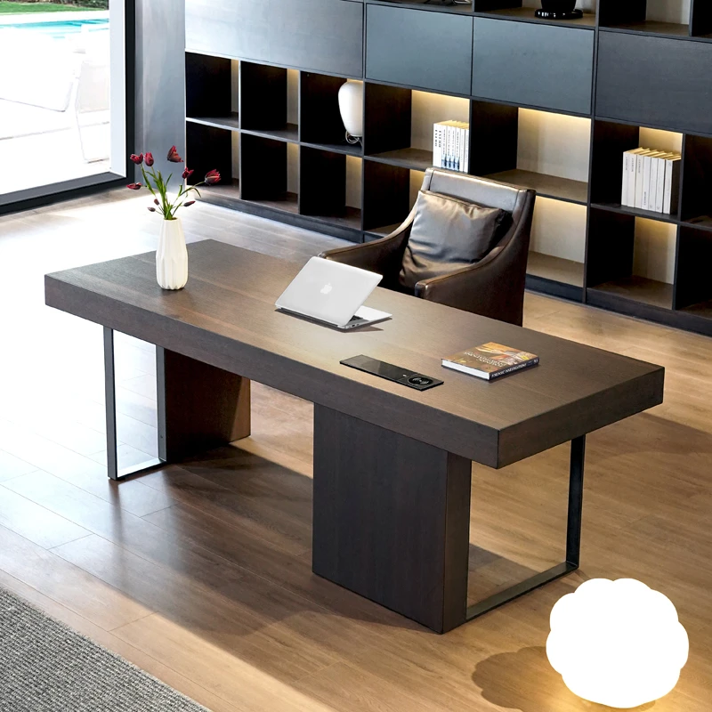 意式极简书桌书房客厅家用现代简约轻奢办公桌高级感电脑桌写字台