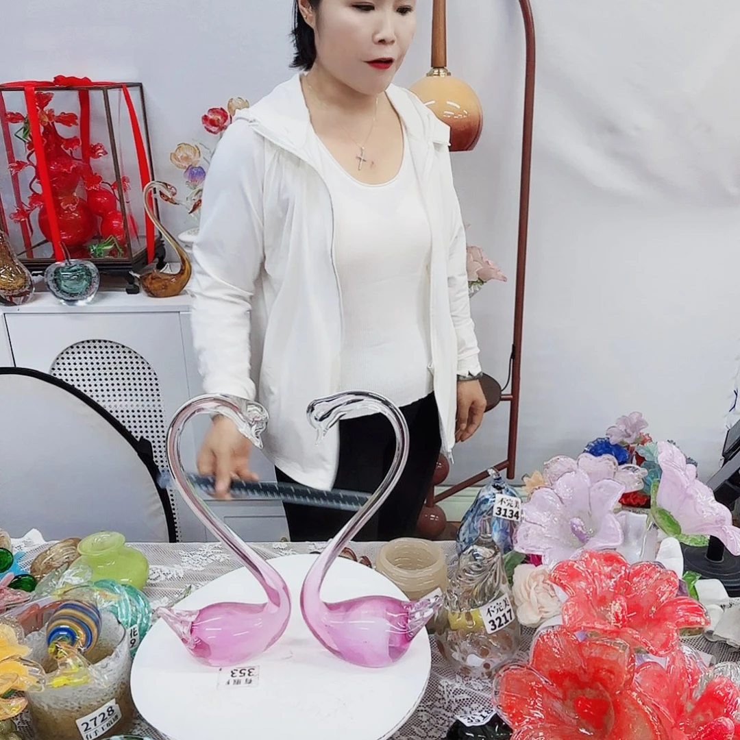 一对天鹅安妮家居琉璃摆件