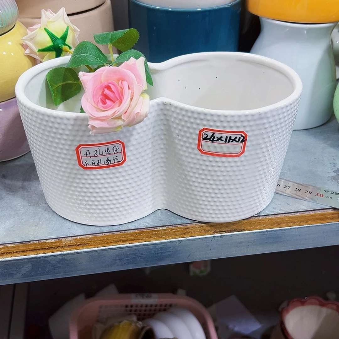 有孔，外贸尾单陶瓷花盆凑单10米包邮